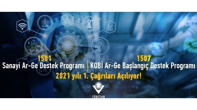 TÜBİTAK “1501-Sanayi Ar-Ge Destek Programı” ve “1507-KOBİ Ar-Ge Başlangıç Destek Programı” 2021 yılı 1. Çağrıları Açılıyor!